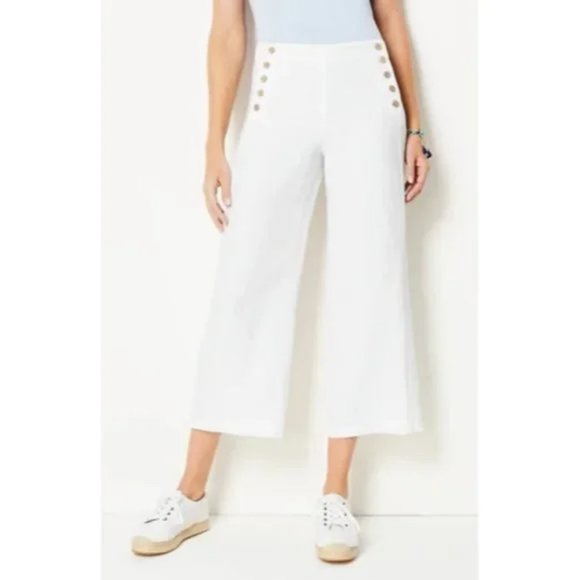 J. JILL Linen Full-Leg Sailor Crops Wide-Leg High-Waist - Picture 2 of 9